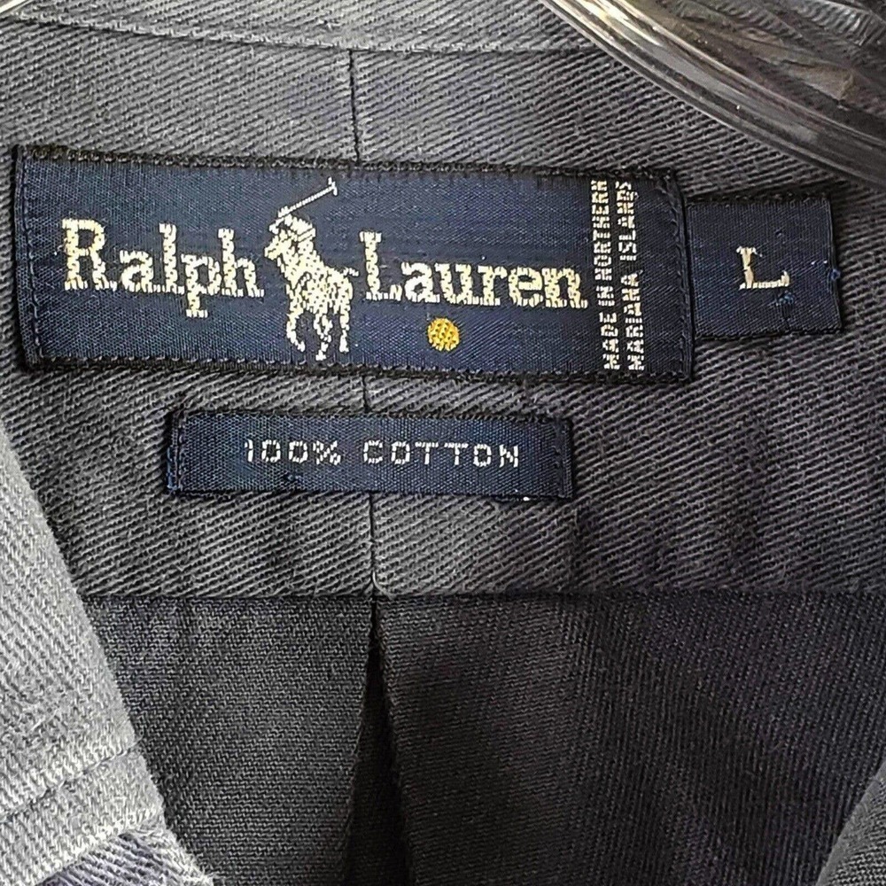 Polo Ralph Lauren Oxford Button Down Shirt Mens Large Solid Blue LS Cotton - Picture 5 of 9